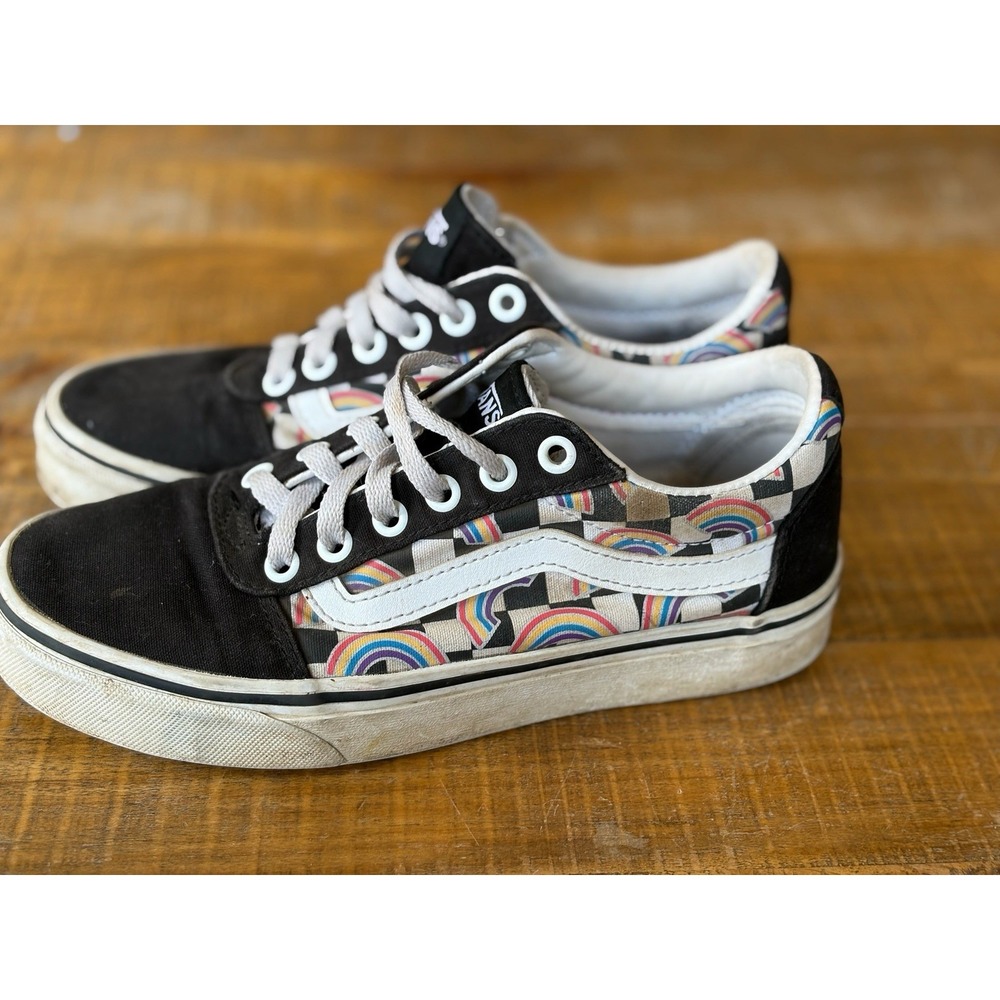 Vans Women's Ward Canvas Checkered Rainbow Sneaker‎ Casual Size 6.5 Colorful